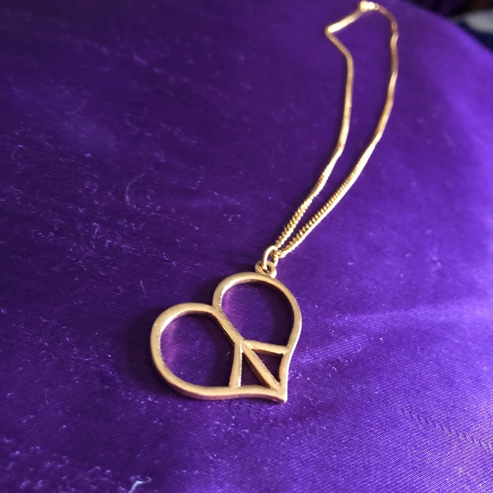 Gold heart-shaped peace sign necklace ☮️